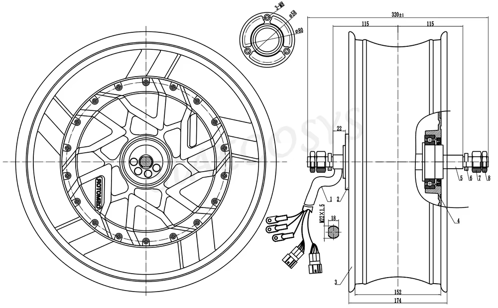 12000W Electric Motorcycle Hub Motor - QSMotor 17X6.0 pollici 70H 12000W V4